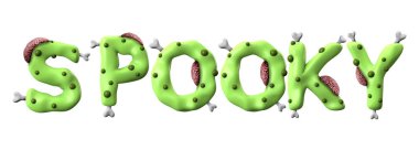 Yeşil zombi harfleri yapılmış ürkütücü halloween kelime