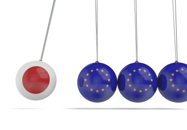 Japonya ve Avrupa siyasi ilişki kavramını işaret ediyor. 3d Rend