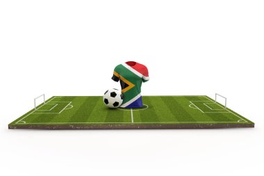 Güney Afrika futbol forması milli bayrak bir futbol sahasında. 3d 