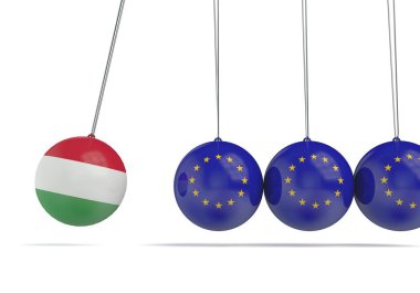 Macaristan ve Avrupa bayrakları siyasi ilişki kavramı. 3d Re