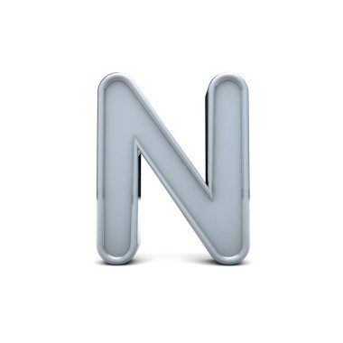 N harfi büyük harfle beveled. 3d Rendering
