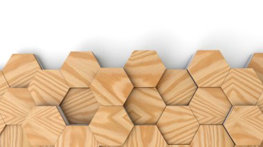 Geometrik ahşap altıgen desen arka plan. 3d render