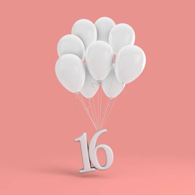 16 numara parti kutlama. Numara beyaz bir demet bağlı