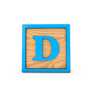 D harfi wodden çocuk oyuncak alfabe blok. 3d Rendering