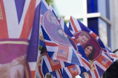 Londra, İngiltere - 15 Mayıs 2018: Prens Harry ile Birlik jack bayrağı