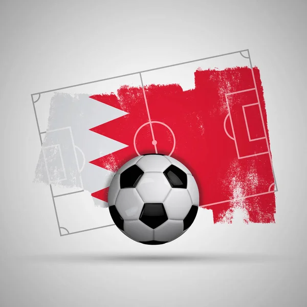 Bahrain flag soccer background with grunge flag, football pitch