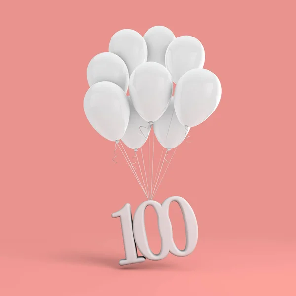 Nummer 100 feest viering. Nummer gehecht aan een stelletje van whit — Stockfoto