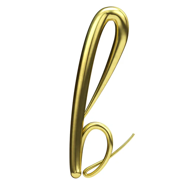 Letter B goud handgeschreven script lettertype. 3D-rendering — Stockfoto