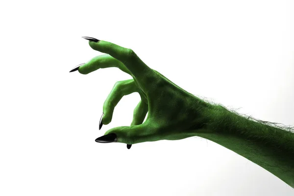 Halloween grüne Hexen oder Zombie-Monster Hand — Stockfoto