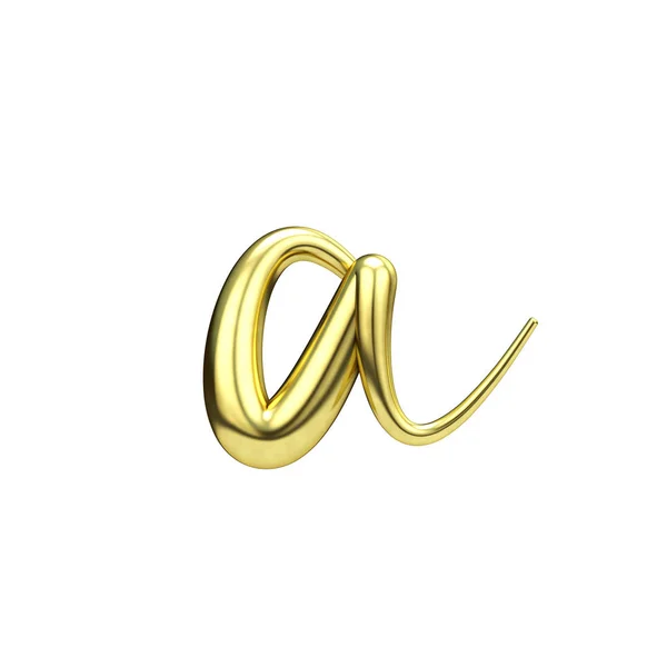 Letter A gold handwritten script font. 3D Rendering — Stock Photo, Image