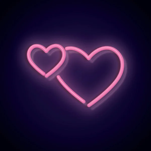 핑크 네온 발렌타인 데이의 사랑 의 마음 — 스톡 사진