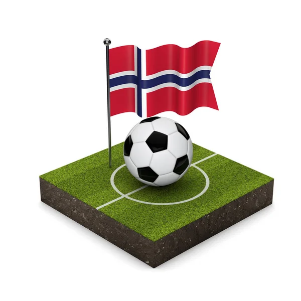 Norvège concept de football drapeau. Isomet drapeau, ballon et terrain de soccer — Photo