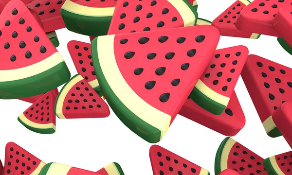 Wassermelonenscheibe Hintergrund. 3D-Darstellung — Stockfoto