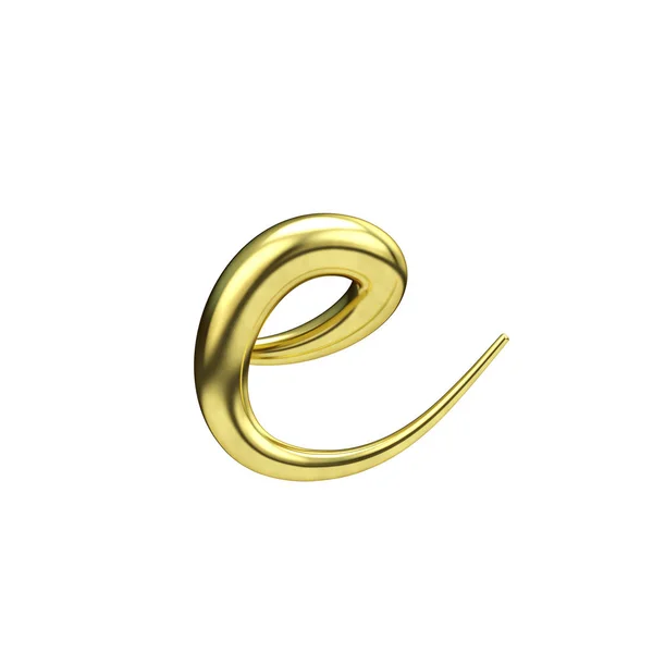 Letter E goud handgeschreven script lettertype. 3D-rendering — Stockfoto
