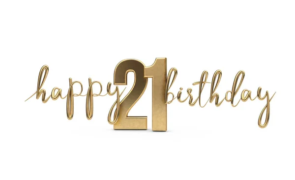Feliz 21 cumpleaños de oro saludo fondo. Renderizado 3D —  Fotos de Stock