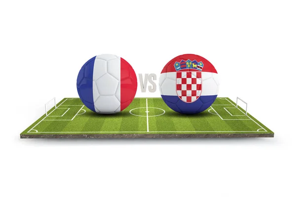 Croatia versus France soccer match. 3D Rendering