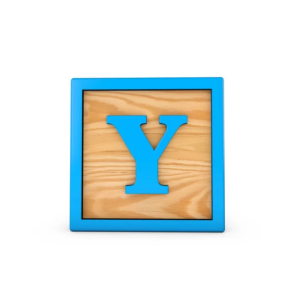 Letter Y fa gyermek játék ábécé blokk. 3D renderelés — Stock Fotó