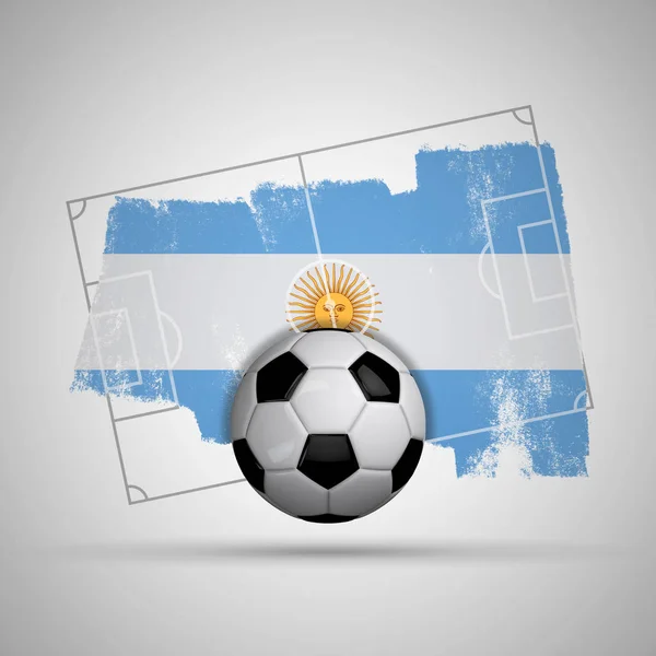 Argentina flag soccer background with grunge flag, football pitc