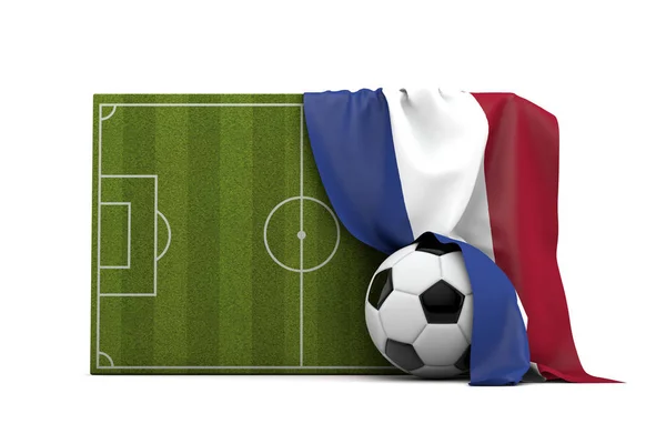 オランダの国旗は、サッカーのピッチの上にドレープし、 — ストック写真