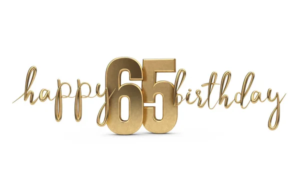 Happy 65th birthday gold greeting background. 3D Rendering — Stock Photo, Image