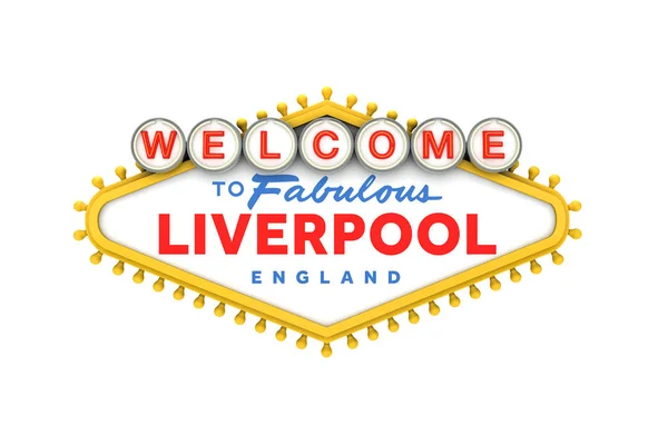 Bienvenido a Liverpool sign in classic las vegas style design. 3D —  Fotos de Stock
