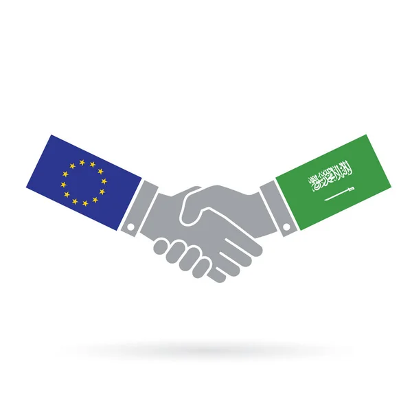 European union and Saudi Arabia handshake business agreement. — Stock Photo, Image