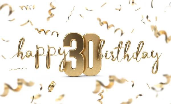 Happy 30th birthday gold greeting background. 3D Rendering