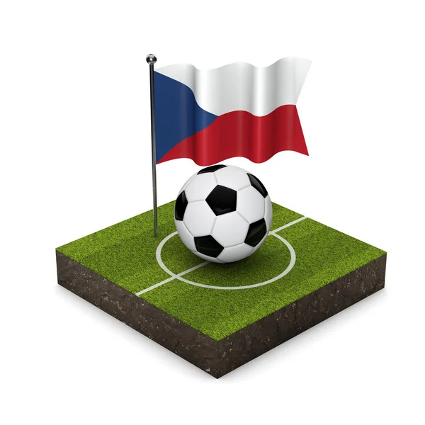 Tschechische Republik Flagge Fußballkonzept. Flagge, Ball und Fußballplatz — Stockfoto