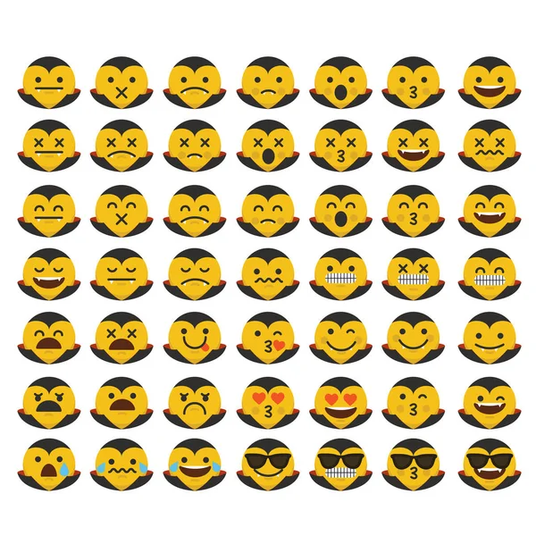 Conjunto de emoji dracula halloween emoticon personagens rostos . — Fotografia de Stock