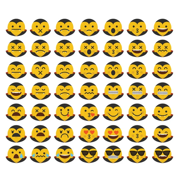 Emoji Dracula szett Halloween hangulatjel karakter arcok. — Stock Fotó