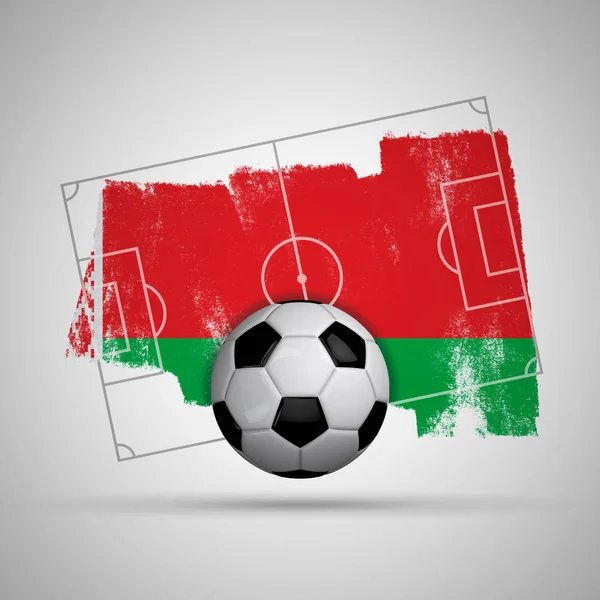 Belarus flag soccer background with grunge flag, football pitch
