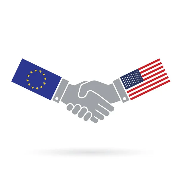 Hand Shake Business Agreement van de Europese Unie en de VS. — Stockfoto