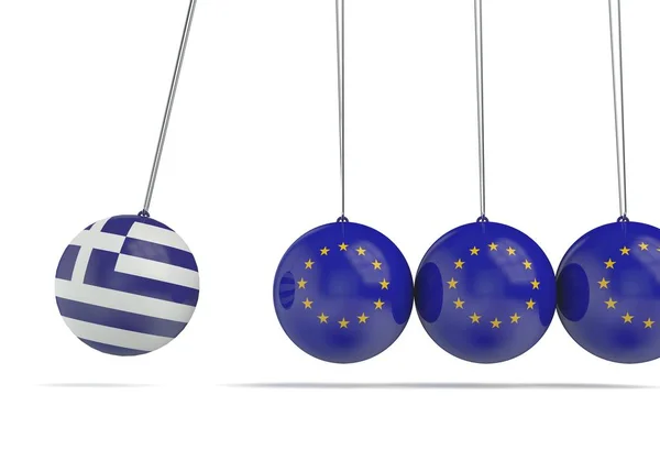 Greece and european flags political relationship concept. 3D Ren — Stock Photo, Image