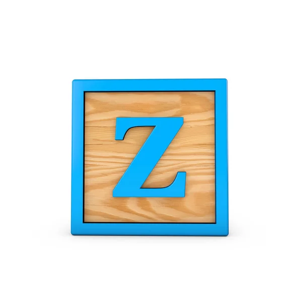 Carta Z wodden crianças brinquedo alfabeto bloco. Renderização 3D — Fotografia de Stock