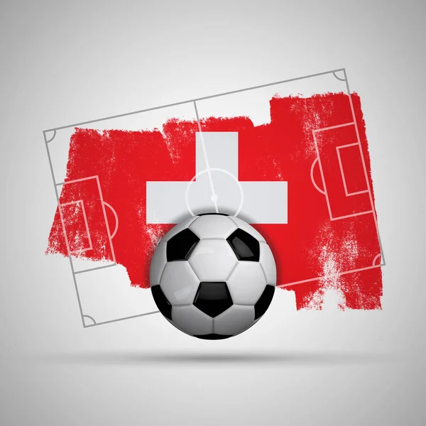 Switzerland flag soccer background with grunge flag, football pi — Stock Photo, Image