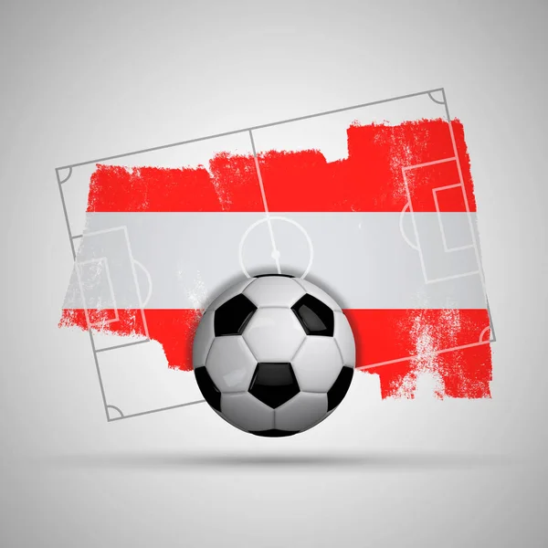 Austria flag soccer background with grunge flag, football pitch