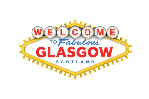 Bienvenido a Glasgow sign in classic las vegas style design. 3D R —  Fotos de Stock