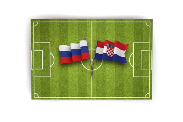 Rússia versus Croácia quartas de final de futebol. Renderização 3D — Fotografia de Stock