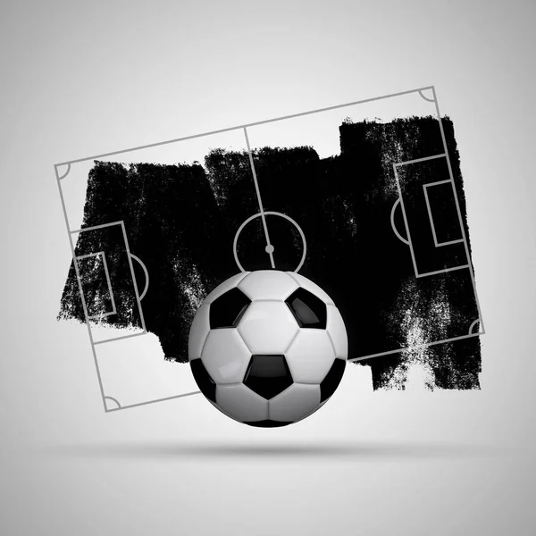 Grunge soccer background with football pitch and soccer ball