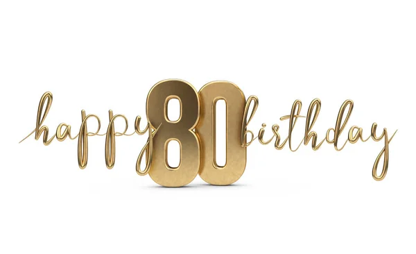 Fondo de felicitación feliz cumpleaños 80 de oro. Renderizado 3D — Foto de Stock