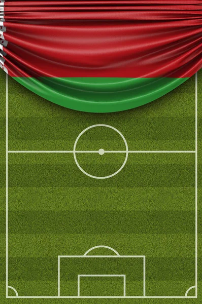 Białoruś flaga kraju nanoszone na boisko piłkarskie piłki nożnej. 3D Ren — Zdjęcie stockowe