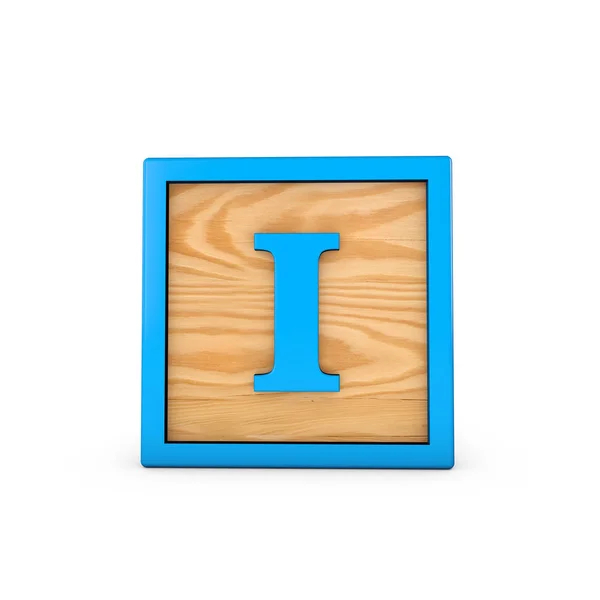 Γράμμα I Γούντεν παιδικά παιχνίδι αλφάβητο μπλοκ. Απόδοση 3D — Φωτογραφία Αρχείου