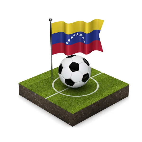 Wenezuela flaga piłki nożnej koncepcji. Flaga, piłka i boisko do piłki nożnej ISO — Zdjęcie stockowe
