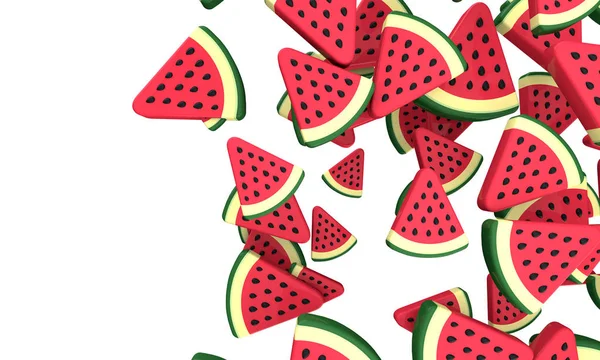 Vattenmelon slice bakgrund. 3D-rendering — Stockfoto