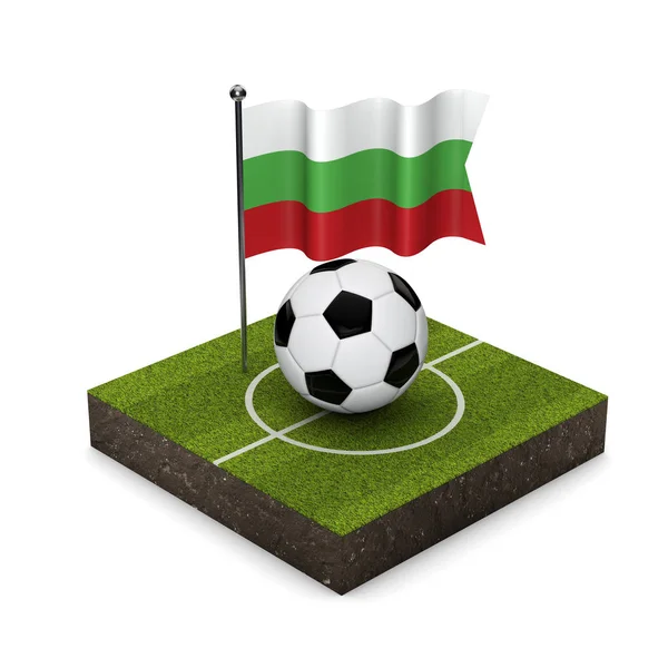 Bulgaria bandiera concetto di calcio. Bandiera, palla e calcio isom campo — Foto Stock