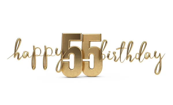 Happy 55th birthday gold greeting background. 3D Rendering — Stock Photo, Image