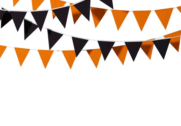 Halloween gekleurde vlag Bunting op een witte achtergrond. 3D renderen — Stockfoto