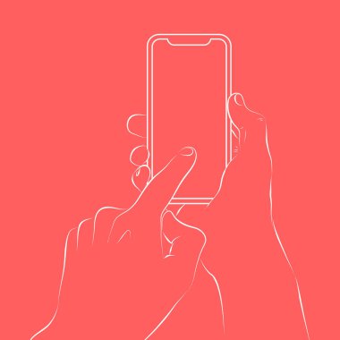 Eller boş ekran ve modern çerçeve daha az tasarlanmış akıllı telefonu tutuyor.