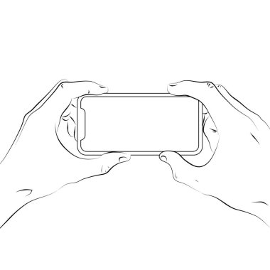 Eller boş ekran ve modern çerçeve daha az tasarlanmış akıllı telefonu tutuyor.