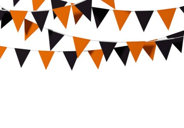 Beyaz bir arka plan üzerinde Cadılar Bayramı renkli bayrak kiraz kuşu. 3d Render